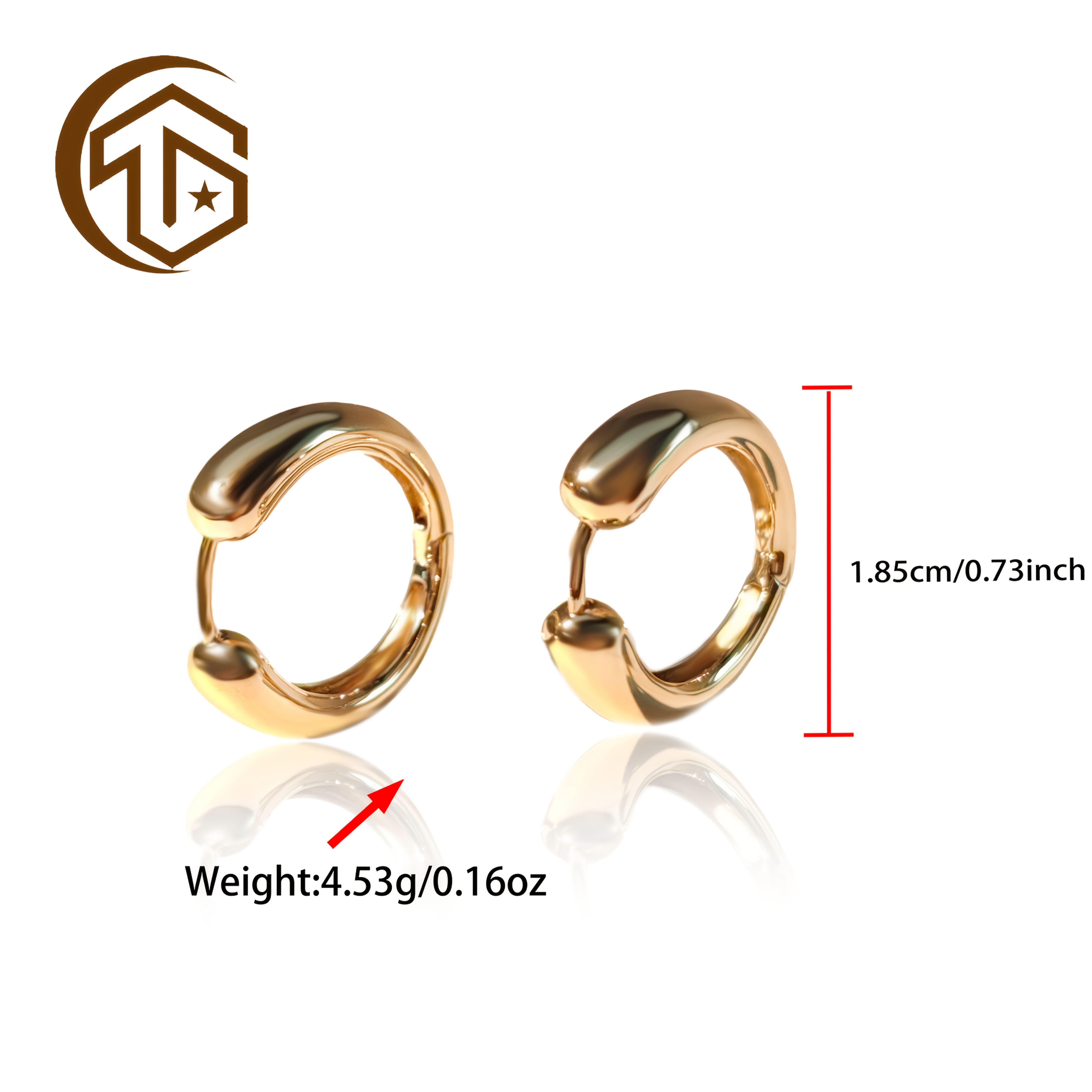 Women's 925 Silver Ear Rings Plated with 18K Gold